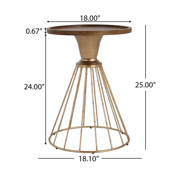 2485c2eb2f6d4bd79483a99ead699f9c_fc13e30f9a2a024b82e1c1f05258db50 HOLLOW EDGE RETRO ART PINE SIDE TABLE, ANTIQUE GOLD + NATURAL COLOR