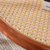 Modern minimalist circular double-layer solid wood coffee table, craft glass tabletop, second layer material: PE rattan, solid wood frame. 34.6 '* 34.6' * 17.7''