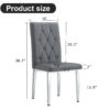 2 piece set of gray armless dining chairs brings a touch of elegance and mystery to the dining area with its deep gray tone,The grid and buckle design of the back add a vintage yet fashionable touch