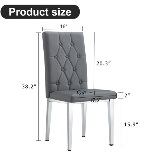 24916f8c969c42a7b3d601616e89efbc_ae909b84bd384435bb019dd0981c5fde 2 piece set of gray armless dining chairs brings a touch of elegance and mystery to the dining area with its deep gray tone,The grid and buckle design of the back add a vintage yet fashionable touch