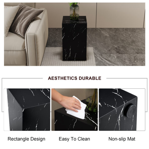 24a791a636ec44e588abcf4dd19dea30_b8a26752ffca9861974a883c57527962 11.8*11.8*19.6 Inch Black Marble Texture MDF Coffee Table - Luxurious Design, Perfect Living Room Accent.Rectangular fashion texture design coffee table, suitable for various situations and scenes.