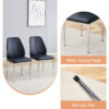 Table and chair set.Modern circular transparent tempered glass table, tempered glass tabletop, silver metal table legs.A Set of 4 Black PU Comfort Dining Chairs with extended backrest.