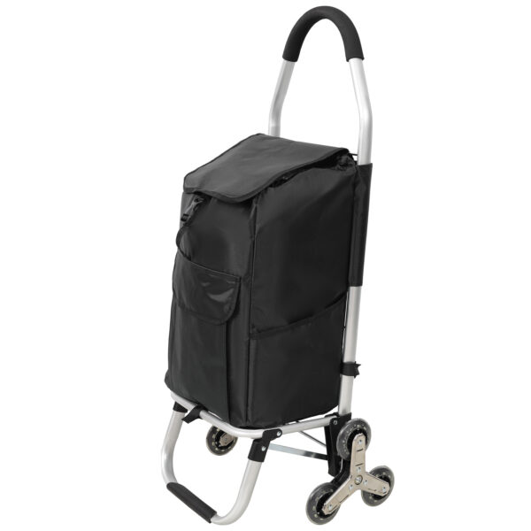 24b5058d2e0f45e184ff48df54a9dbb0_e549601aef785dae340bd5714f72035b Shopping Stair Trolley with Wheels,Trolley Black Foldable Shopping Cart,Removable Shopping Oxford Waterproof Bag,Stainless Steel Triangular Wheels, Black