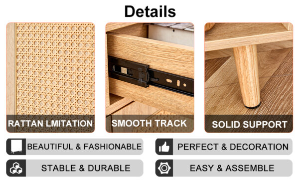 Modern minimalist storage cabinet, rattan shoe cabinet, bed top cabinet. Beautiful shape, suitable for corridors and living rooms.