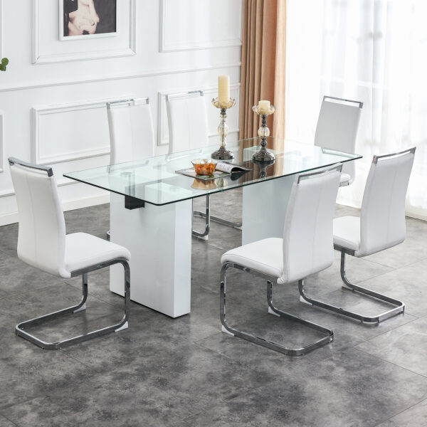 2503b13b7f0c4922b1e6e1117934c8b3_0871f5dccaf61adc0255d994f8c01807 Large modern rectangular table with 0.4 inch patterned tabletop and large MDF table legs, suitable for kitchen, dining room, and living room 71 "* 35.4" * 30 "