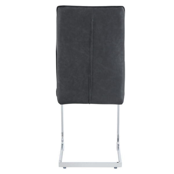 2519ea313d854861b72972abe5965d46_460d4efe586852d93814391bcd5b9e34 Luxury Simple Arch Chair - Set of 8 Dark Gray PU Material High Resilience Dining Chair with Arched Metal Silver Leg.Crazy Horse Texture PU Dining Chairs.