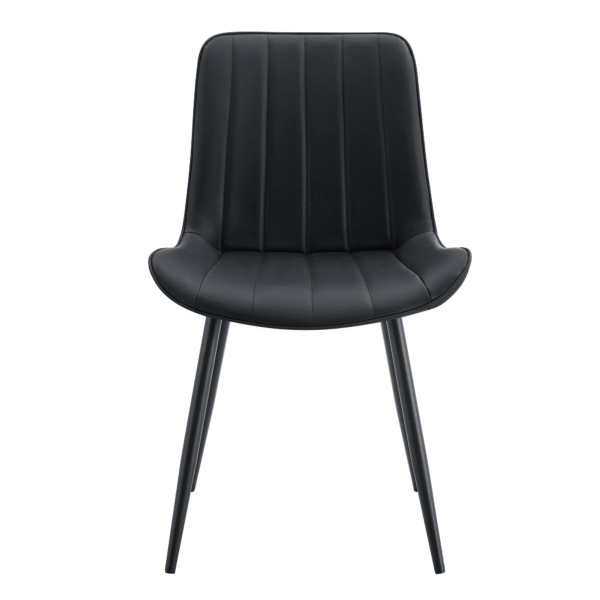 251f01501a2b4aa991d28c6e207d0e43_cdf1bb54d39bdac255e56e6f0f068386 Extended Seat Cushion PU Black Dining Chair Set - Four Pieces,Ergonomic Design.Smooth line design,Integral metal leg structure,Can integrate well into various modern home decoration styles.