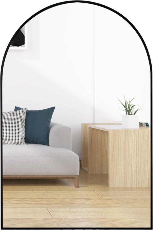 24x36 Inch Black Metal Framed Arched Bathrrom Mirror for Wall.(W2203134097)