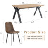 Table and chair set.63"x35.4" Wood-Textured MDF Dining Table with Black A-Frame Legs.Paired with 4 Brown Technology Fabric Round Corner Dining Chair.Density Board Sticker,Iron Pipe Spraying,
