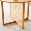 Chinese countryside retro solid wood round table, simple modern imitation rattan table, wooden table, desk. Suitable for dining room, living room, office