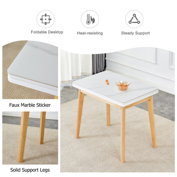 2567325e7eb240f096b8ac228127bc9a_20240206_ee24136bce91f0b51a78431c36c551ed White sintered stone tabletop with rubber wooden legs, foldable computer desk, foldable office desk, suitable for restaurants, living rooms, terraces, kitchens
