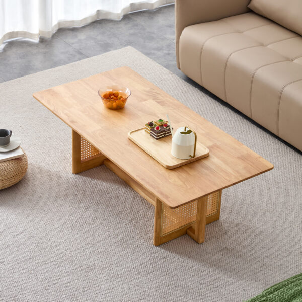 Chinese style log wind Imitation rattan tea table rectangular solid wood coffee  table small family living room tea table