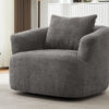 360° Swivel Chair, 38.2" Accent Chair Sofa, Upholstered Swivel Barrel Sofa Chair with a Throw Pillow for Living Room, Bedroom, Office and Hotel, Grey