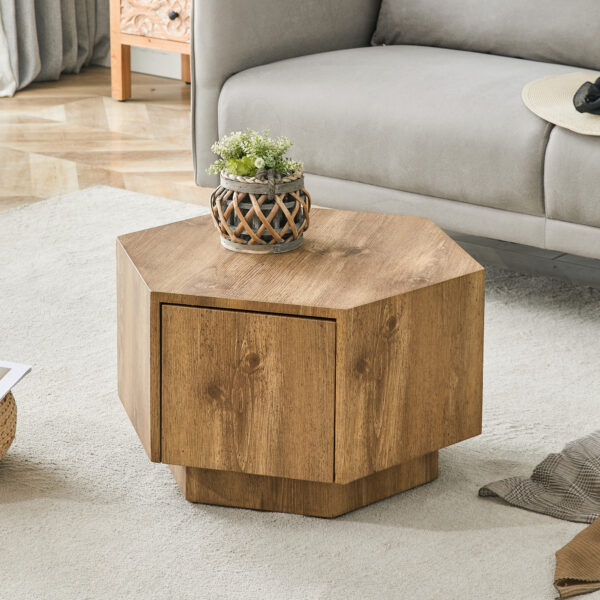 2609cd10e8eb4177a1bd2ae4e788294c_e06c2ad4366c96e24b0b6e99109a30cf Simple and Practical! MDF material hexagonal coffee table with drawers.Made of high-quality materials,Adopting a unique hexagonal design,simple and elegant without losing personality.