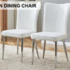 Modern minimalist dining chairs, office chairs. 2-piece set of white PU seats with silver metal legs. Suitable for restaurants, living rooms, and offices.W1151116745