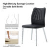 Four black dining chairs. Modern chairs from the Middle Ages. Made of PU material cushion and silver metal legs. Suitable for restaurants and living rooms C-009