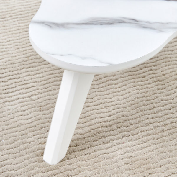 266dbb992ef643c593714f527a9da5b5_5c94faf6e86fd223005c80903b0b3577 Modern minimalist white imitation marble table top. Solid wood legs, cloud shape to give you a new experience, computer desk. The game table. Suitable for dining and living rooms.