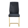 Modern dining chairs with faux leather padded seats, dining room chairs, gold metal leg upholstered chairs, suitable for kitchens, living rooms, bedrooms, and offices, set of 6 (black+PU leather)C-001