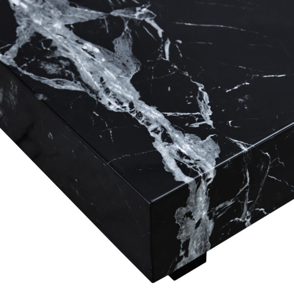 A modern and practical coffee table made of MDF material with black patterns. The fusion of elegance and natural fashion  31.4"*31.4"*12"