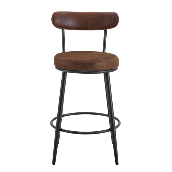 2689c35043dd49ddb7840f9a0fe56751_372d754f96ed276f15f7a4d17d51f607 Fashionable and Comfortable - Two Sets Of Rrgonomic High Leg Bar Chairs, With Brown Technology Fabric Cushions That Are Soft And Comfortable,Black Metal Legs. The Total Height is 35.5 Inches.
