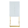 Luxury Simple Arch Chair - Set of 6 White PU Material High Resilience Dining Chair with Arched Metal Gold Leg.