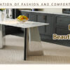63"x31.5x30" Luxurious Cold Jade Sintered Stone Dining Table with Silver Stainless Steel Butterfly Legs.The tabletop is designed to be scratch and heat resistant.Sintered Stone Tabletop.