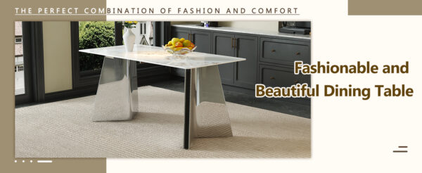 26f30805d77f423c8d50e3f6d62ba5aa_cbb1bc23023986e5e46533e78ee1abc9 63"x31.5x30" Luxurious Cold Jade Sintered Stone Dining Table with Silver Stainless Steel Butterfly Legs.The tabletop is designed to be scratch and heat resistant.Sintered Stone Tabletop.