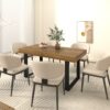 Rectangle extendable dining table for 6-10 people aged effect wood and black 160-200 cm