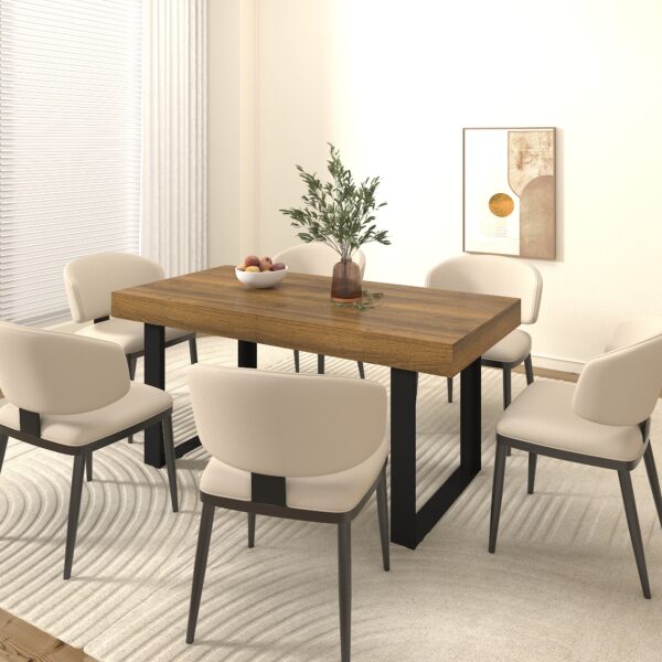 Rectangle extendable dining table for 6-10 people aged effect wood and black 160-200 cm