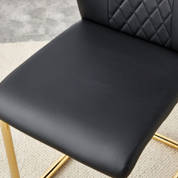 Table and chair set, modern and minimalist dining table, imitation marble patterned tabletop, MDF legs with U-shaped brackets. Paired with comfortable chairs, suitable for dining and living rooms.
