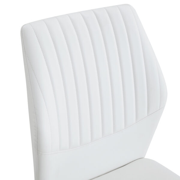 2714c0286b4b4a8dab141b79e76ed534_cbacc9dcb75414aa4cad09cd94f2c8c2 Luxury Simple Chair - Set of 4 White PU Material High Resilience Dining Chair with Metal Gold Leg.The Chair Back Has a Vertical Stripe Design With Smooth And Uniform Lines.