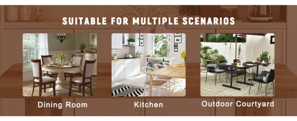 27282fc2dbf14d35b62708b361f4cb9f_4068817b334d97adf4587dd38a17db65 64.5 x 35.4 Inch Stylish Wood Color Textured Dining Table, Perfectly Blending Simplicity And Transparency. Made of MDF Material With Wood Grain Stickers, It Exudes A Strong Sense Of Fashion.