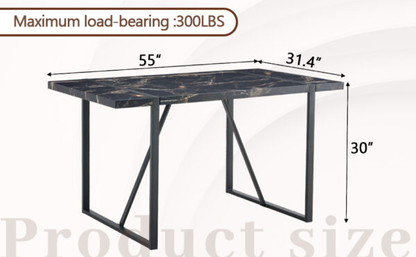 272849662b5944d7b26641eb2a83c817_691e70af2b3948afe57e18ddaa0c7e49 Industrial rectangular MDF black dining table for 4-6 people with 1.5 inch thick MDF top and black metal legs for work desk, kitchen, terrace, dining room.55*31.4