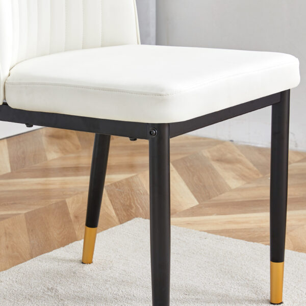272f51b7ab284b91bb4fbbed355028c5_25e475a901d250a99590d2c1e828697d 4 Dining Chair Set, White Dining Chair Set, PU Material High Back Seat and Sturdy Black Leg Chair for Dining Room, Kitchen and Living Room c-010