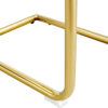 Table and chair set.Subtle Luxury Tempered Glass Dining Set - 63"x35.4" with 6 Black PU Chairs with golden C-tube metal leg.Arched Metal Gold Leg.White imitation marble texture sticker Tabletop.