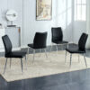 Four black dining chairs. Modern chairs from the Middle Ages. Made of PU material cushion and silver metal legs. Suitable for restaurants and living rooms C-009