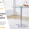 A glass tabletop with a diameter of 35 inches and a modern minimalist circular dining table with electroplated silver metal legs. Suitable for restaurants, living rooms, and conference rooms.BT-1166