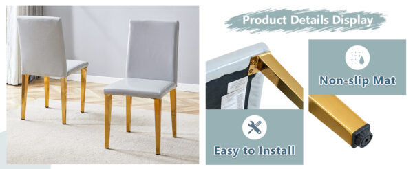 2782a330b3b54b60855b1fc1f93157fb_3d73d802bac50aee13c942c910628af9 Four Light Gray PU dining chairs, simple and versatile, comfortable and accompanied. Exquisite and versatile dining chairs unlock a comfortable new experience.(Set of 4)