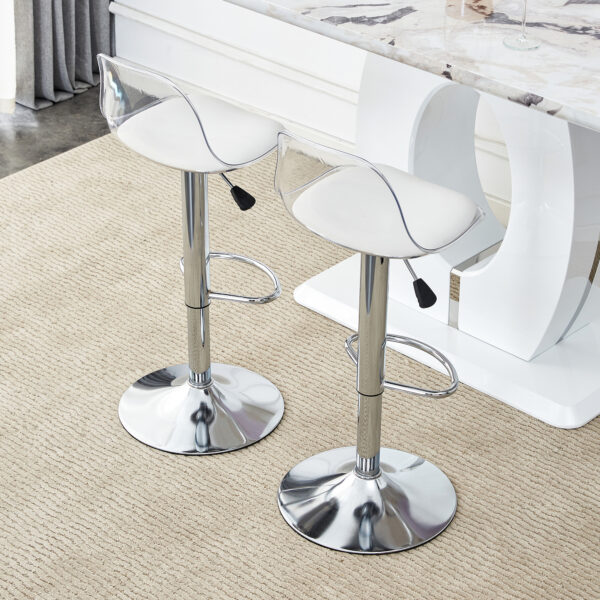 279a188f7eb14e28b886e07153113998_a1c294e624c17e969324f7558174a3dd Modern minimalist bar chairs and bar stools. Can rotate 360 ° and adjust lifting. PET backrest and PU seats. Set of 2. Suitable for bars, restaurants, and front desk cashiers. W1151P172644