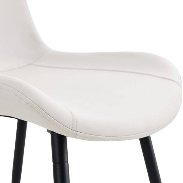 27b9c2f9850842aa8f25f835d5be7479_bca1806da0ccea946c078541274a4fb8 White artificial leather backrest cushion dining chair, black metal legs, curved widened cushion design for more comfort, suitable for restaurants, kitchens, bedrooms, offices.(4 chairs) 0502