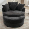 Orisfur. 360° Swivel Accent Barrel Chair with Storage Ottoman & 4 Pillows, Modern Chenille Leisure Chair Round Accent for Living Room, Gray