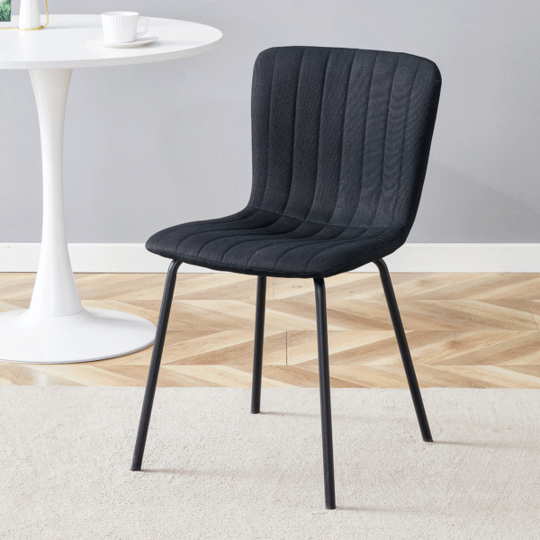 27d6757e778046d4a32cc604618c7f2a_c83e97c5b03c8e205159ee340aa00dcd Luxury Minimalist Chairs - A set of 4 high quality dining chairs with black metal legs. The integral metal leg structure is suitable for various interior decoration styles.