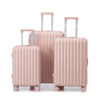 20"/24"/28" 3 pcs/set in ABS Spinner Wheel Luggage, Carry on Suitcase, with Cup Holder & USB Port & Phone Holder (Pink)