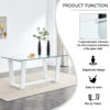 Glass Dining Table Large Modern Minimalist Rectangular for 6-8 with 0.4" Tempered Glass Tabletop and white MDF Trapezoid Bracket,For Kitchen Dining Living Meeting Room Banquet Hall F-1550
