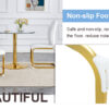 Luxury Simple Arch Chair - Set of 4 White PU Material High Resilience Dining Chair with Arched Metal Gold Leg.