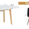 Table and chair set.White Sintered Stone Tabletop, Rubberwood Legs,Foldable Computer Desk, Foldable Desk.Paired With 4 Black Linen-Cotton Material High Resilience Dining Chair with Metal Leg.