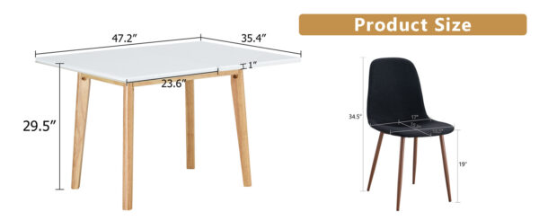 281688fbb8154986b2c9fdd38a97d0e1_d23e4581e690bdaf195c311e58e14394 Table and chair set.White Sintered Stone Tabletop, Rubberwood Legs,Foldable Computer Desk, Foldable Desk.Paired With 4 Black Linen-Cotton Material High Resilience Dining Chair with Metal Leg.