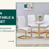 Table and chair set.31.5 Inch Elegant White Marble Pattern Round Dining Table - Suction Molding Annular Texture.Paired With 4 White PU Material High Resilience Dining Chairs.