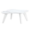 Modern minimalist white imitation marble table top.  Solid wood legs, cloud shape to give you a new experience, computer desk.  The game table.  Suitable for dining and living rooms.