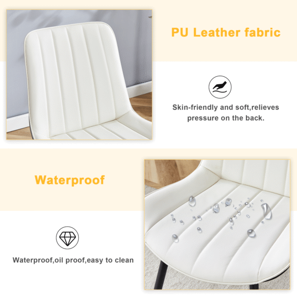 2846a6059b404d01b42b1311099ec1e7_f31e4523dbb80e6260336da1ea2825d4 Extended Seat Cushion PU Dining Chair Set - Four Pieces.Smooth line design.Can integrate well into various modern home decoration styles.White and Black Splicing Colors.